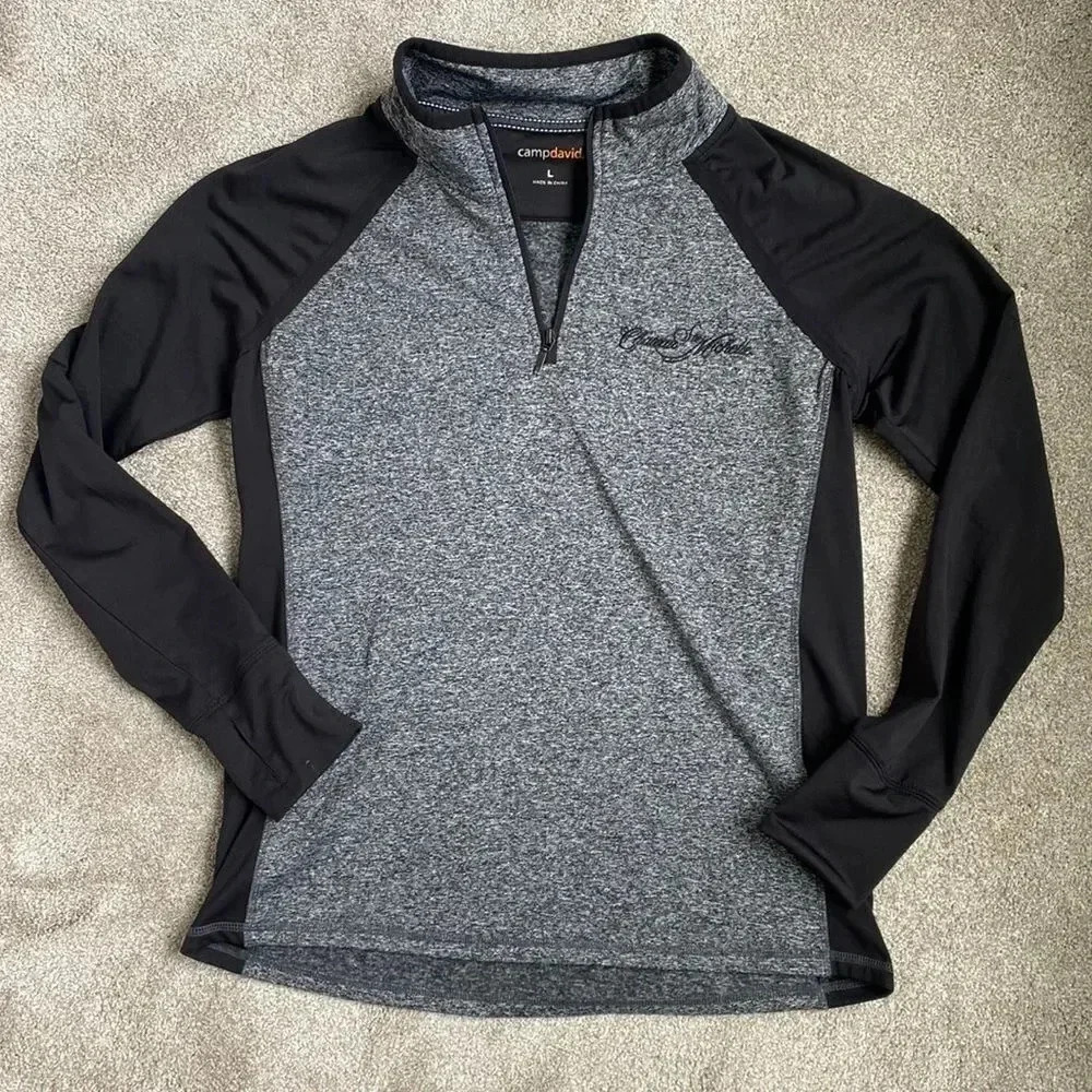 Camp David Chateau Ste. Michelle Winery Quarter Zip Black Gray Fleece Size L